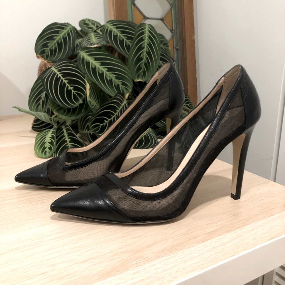 🖤 Giorgio Armani Black Leather & Mesh Stilettos | Made in Italy | Size 36.5 - Picture 3 of 8
